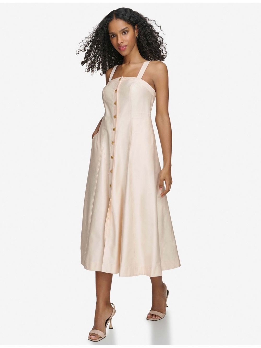 Calvin Klein Cream Button-Front Midi Dress